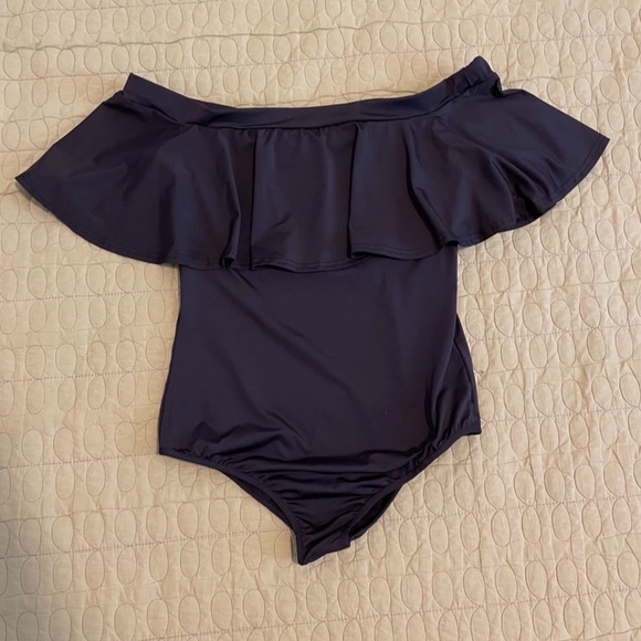 Body Suit Black 1-piece pull-on stretchable worn on or off the shoulders, Size M - Picture 5 of 8